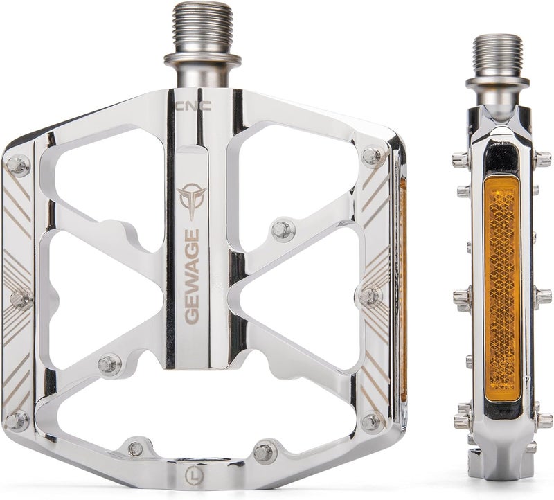 GEWAGE Bike Pedals 9/16 Inch - Bicycle Pedals with Reflectors - 3 Sealed Bearings MTB Pedals Wide Platform Pedals for Mountain Bike, BMX, Road Bike Pedals - Image 1